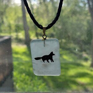 Unisex handmade glass fox pendant